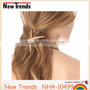 New 2016 fashion high quality gold starfish hair clips