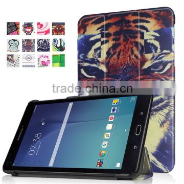 Protective pu leather case stand tiger pattern case tablet leather flip case for Samsung Galaxy Tab E 8.0