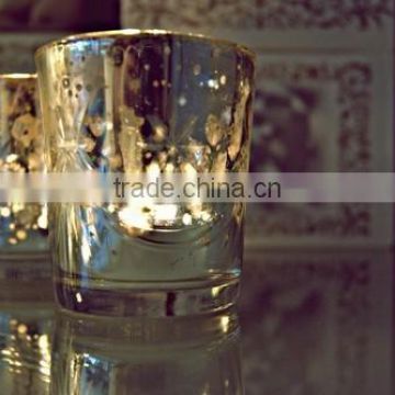 Gold color shining glass candle holders