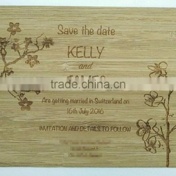 wooden laser wedding card save the date