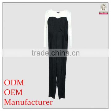 2014 tall ladies loose fit casual black and white jumpsuit