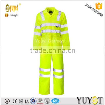 hi vis Fluorescein Green Polyester/Cotton Coverall with 3M reflective tape