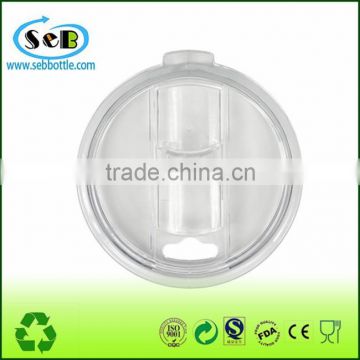 Plastic replacement sliding closable lid for insulated tumbler with plastic handle