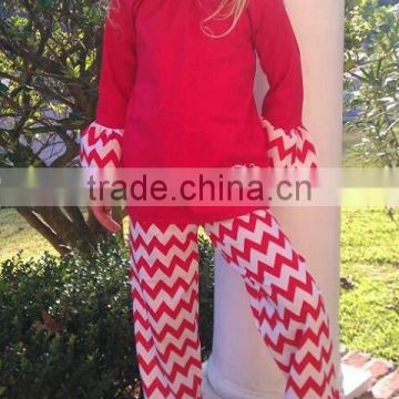 top selling red chevron cotton girls clothing sets