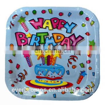 Custom Printed Disposable Wholesale/Cake Happy Birthday Catoon Paper Plate