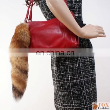 Fashion Big Size Genuine Red Fox Tail Keychain Fur Tassel Bag Tag Charm Keyring