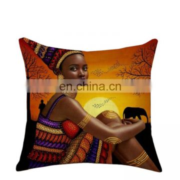 Ethnic Style Black Woman Pillow Cases New Design Sofa Throw African Printed Cushion Pillow Case Covers