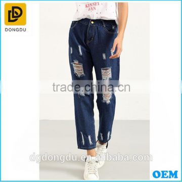 2016 new style fashion women jeans oem ripped jeans wholesale