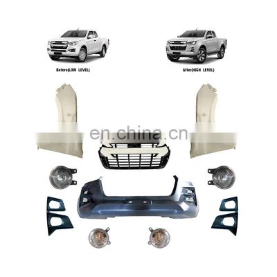 Car Front Bumper Facelift Wide Conversion Bodykit Body Kit for Isuzu Dmax 2020 Low Level Upgrade Change To Isuzu Dmax High Level