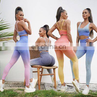Hot Pretty Fitness Seamless Bra Scrunch Booty Shorts Leggings Yoga Set High Waist Tights Tie Dye Workout Running Wear For Women