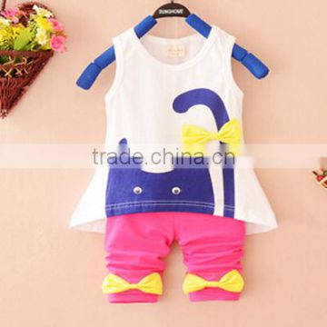 umbrella pattern baby costume girl cat girl's outfits sleeveless white clothing sets summer
