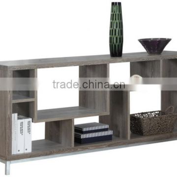 Hot and New Reclaimed Wood-look Console Table, 7 Open Concept Shelves Modern TV Stand, TV Console Table