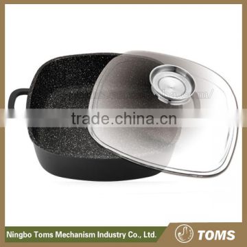 With Glass Lid Die Cast Aluminium Square Induction electrical frying pan