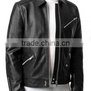 Silver zips german leather jacket