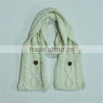 2014 pocket button scarves girls winter knitted scarf