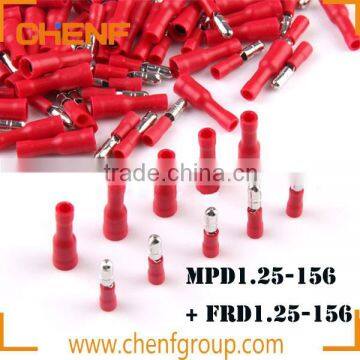 CE Approval MPD1.25-156 RED 22-16A.W.G Diameter Insulated Male Bullets Terminals