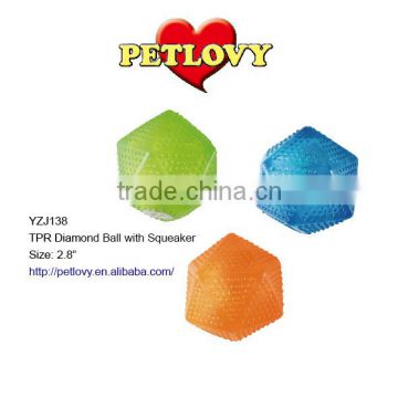PROMOTIONAL 2.8" TPR DIAMOND BALL WITH SQUEAKER TPR TOY DOG TOY