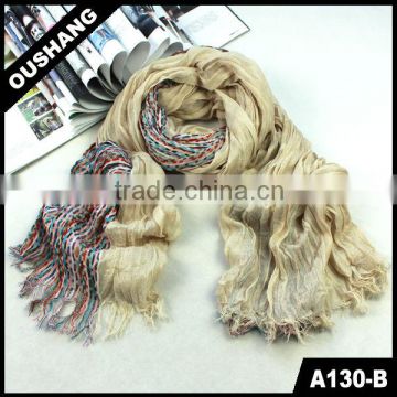 A130-B Fashion Colorful Scarves Crumpled Polyester Scarf