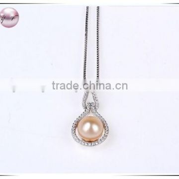Pink Fresh water pearl sterling silver necklace