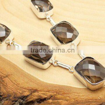 falak gems Smoky Quartz Necklace, Silver Smoky Quartz Necklace Gemstone Necklace