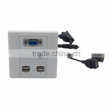 VGA, HDMI, 3.5mm audio, dual USB face plate with backside female to female connector