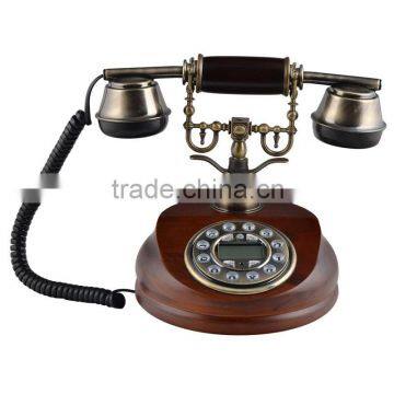 China Antique Wooden Craft Corded Telephone With Caller Id