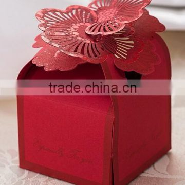 2015 New style red flower tie wedding candy box
