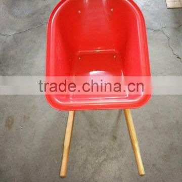 Red plastic kids wheelbarrow with wooden handle WB0603