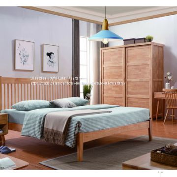 Small space saving Apartment Interior bedroom furniture set ubber wood Doube/single Bed and Sliding wardrobe closet