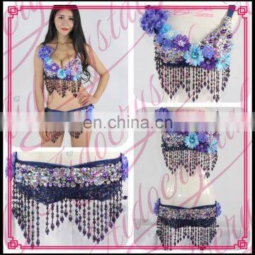 Aidocrystal Wholesale Floral Studded Bead and Sequin Bra Top Colorful Handmade Sexy Belly Dance Bra