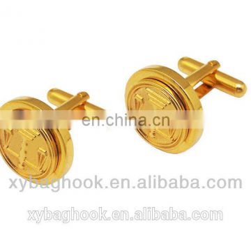 high quality round shape gold cufflinks with logo