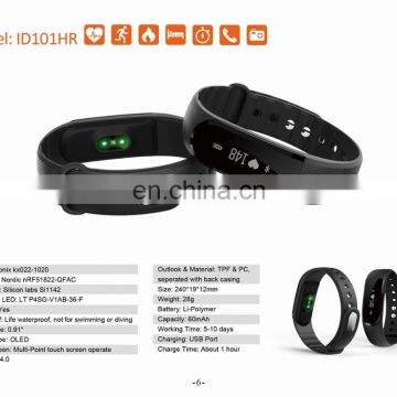 Real dynamic heart rate detection with waterproof fashionable smart sport bracelet