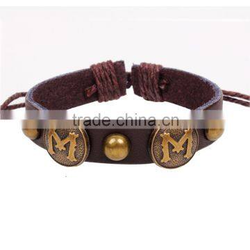 Hot Sale Fashion Zinc Alloy Leather Charm Bracelet Wholesale