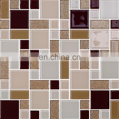 the transparent glass with marble vein and golden line glass mosaic