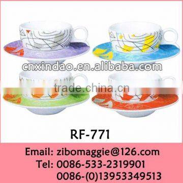 2016 Hot Sale Custom Print Ceramic Coffee Cup Saucer for Coffee Shop for Wholesale