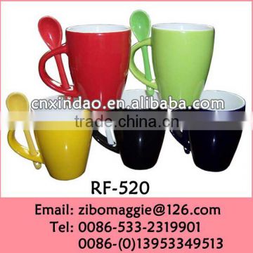 Beautiful Daily Used Colored Personalized Ceramic Promotional Coffee Mug Spoon