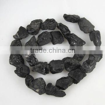 A grade black tourmaline rough beads in loose gemstone