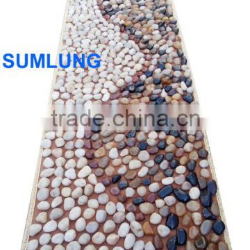 Pebble Foot Massage Mat 40*150mm Wave Pattern blanket Smooth Colorful Natural Stone