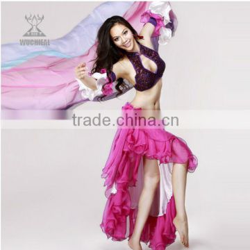 Belly Dance Silk Veil for Performance with Three Colors Switched