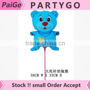 Hot sales ! Wholesale blue Bottle Bear balloon 33CMX63CM prop rod air balloon party balloons , children's toys