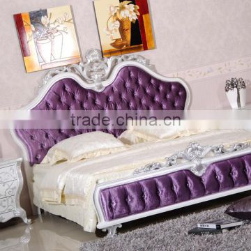 Royal luxury wood home furniture fancy bedroom set