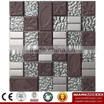 IMARK Electroplated Color Glass Mix Ceramic Mosaic Tiles (IXGC8-086) for back splash mosaic wall art