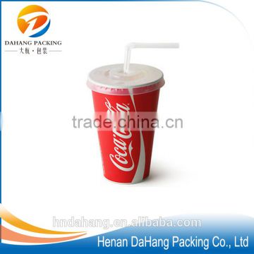 Printed paper cup disposable cold drink cup pepsi cup with lids 12/ 16oz