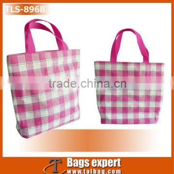 Summer style checkered straw women's beach bag