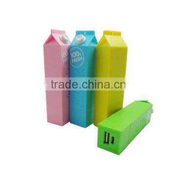 slim milk carton shaped mobile power bank 2000mah/2200mah/2600mah