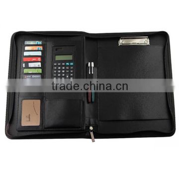 Custom black portfolio briefcase leather bag for documents
