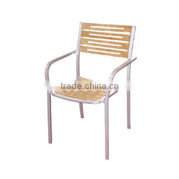 Aluminum Frame Plastic Wood Top Patio Chair