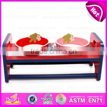 brand new wooden pet bowl with stand, lovely stainless pets bowl wood, hot sale wooden feed bowl with stand W06F015