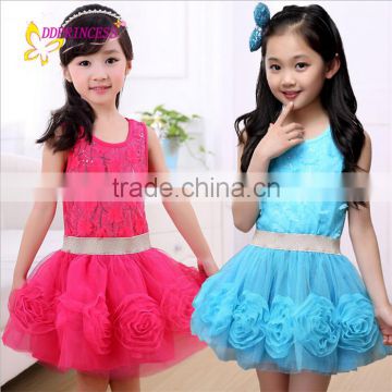 wholesales korea ball gown big flower dress up girls dresses girl