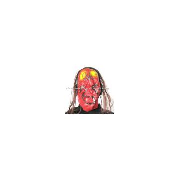 S8 Scare Ghost Ghoul Demon Monster Latex Mask with Hair Halloween Costume
